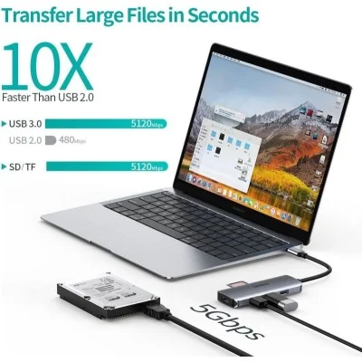 Choetech 7 in 1 USB C HUB - Silver